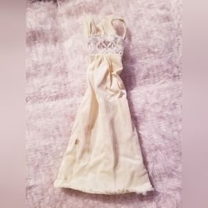 1960s Yellow Barbie Doll Nightgown Vintage Chiffon and Lace (Needs TLC)